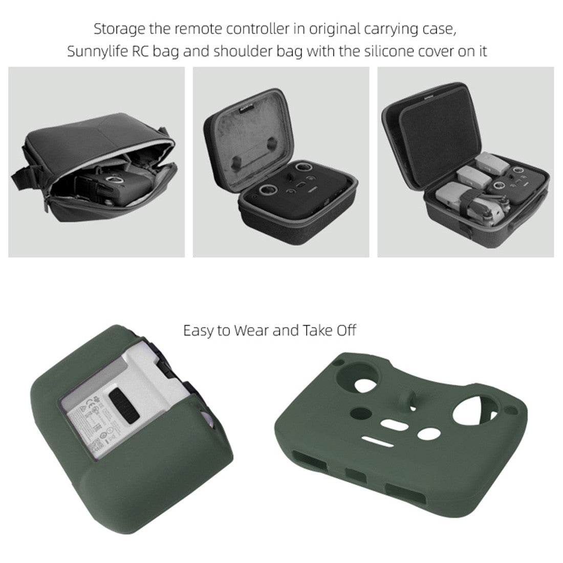 Air 2S/Mini 2/Mavic Air 2/ Mavic 3 Silicone Protective Cover with Strap Remote Controller Protective Sleeve (BLACK)