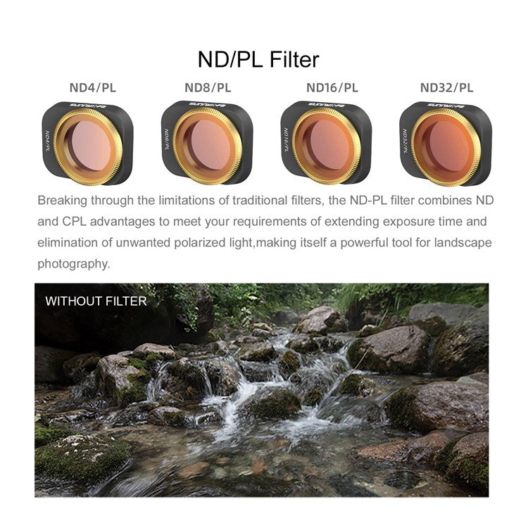 Ensemble 4-NDPL (filtres ND4/PL+ ND8/PL+ ND16/PL+ ND32/PL) pour Mini 3 pro