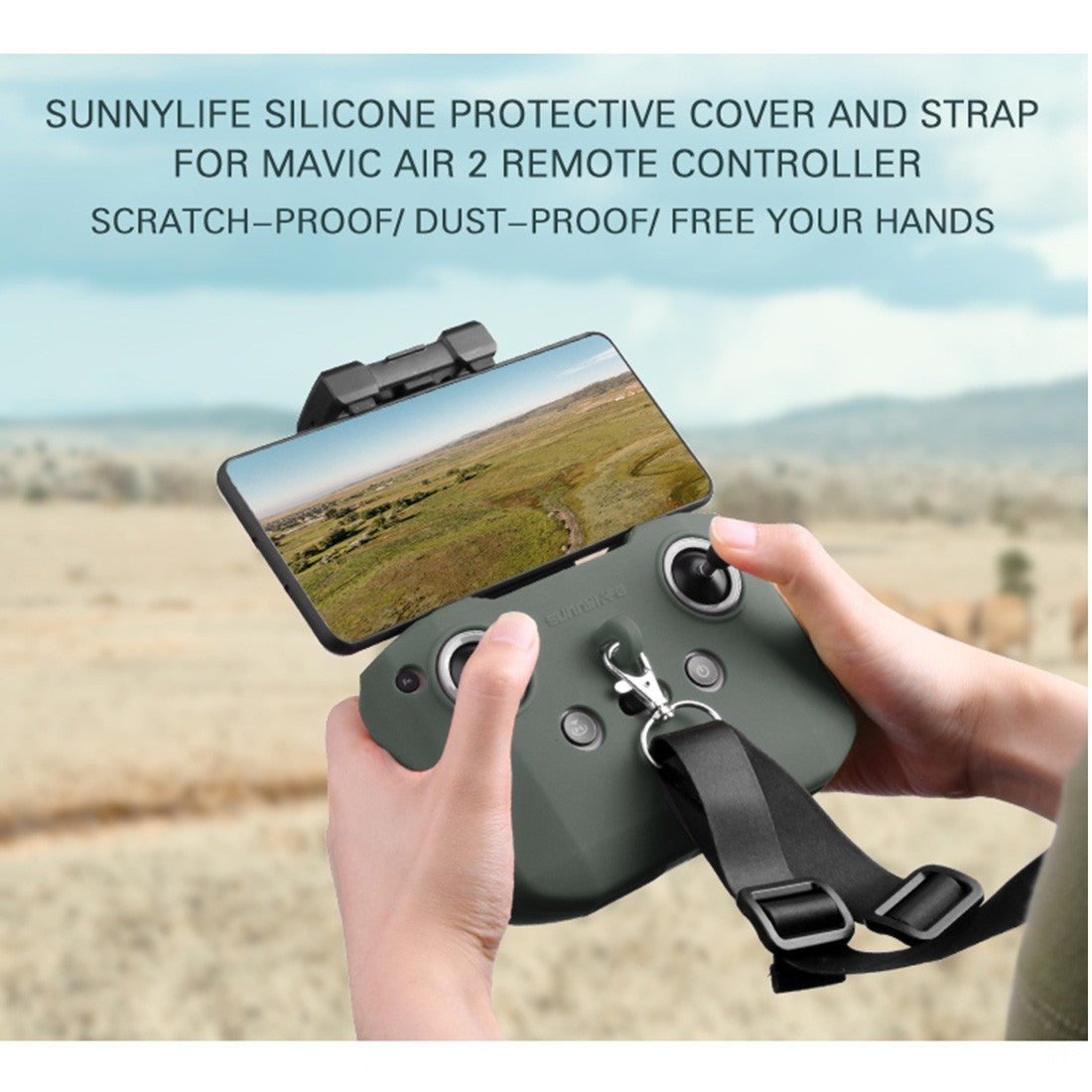 Air 2S/Mini 2/Mavic Air 2/ Mavic 3 Silicone Protective Cover with Strap Remote Controller Protective Sleeve (BLACK)